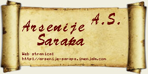 Arsenije Sarapa vizit kartica